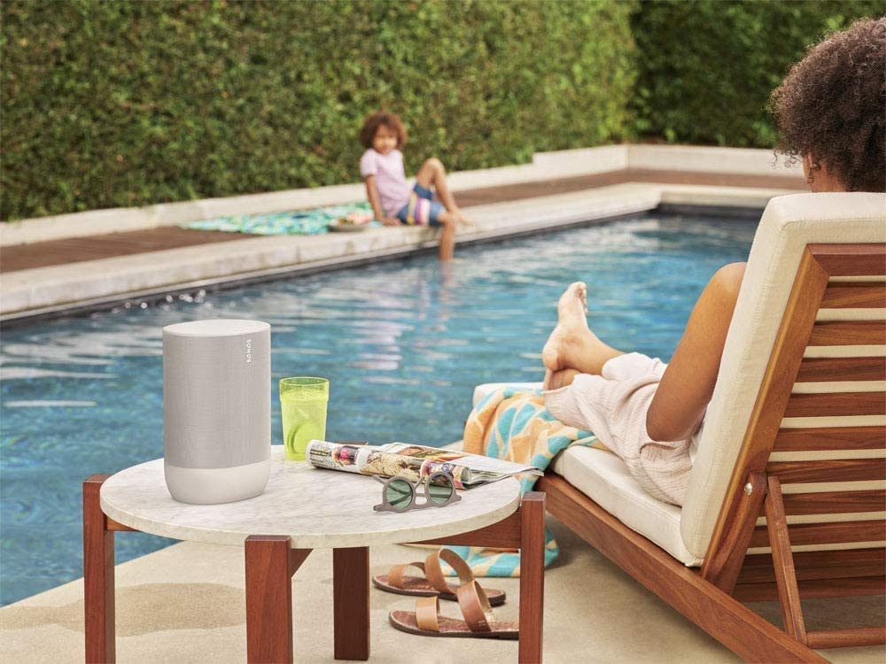 Sonos Move - Enceinte sans Fil - Multiroom WiFi et Bluetooth - Air Play 2 - Son Clair et Puissant - Assistant Google et Amazon Alexa Intégrés - Interface Tactile - Blanc