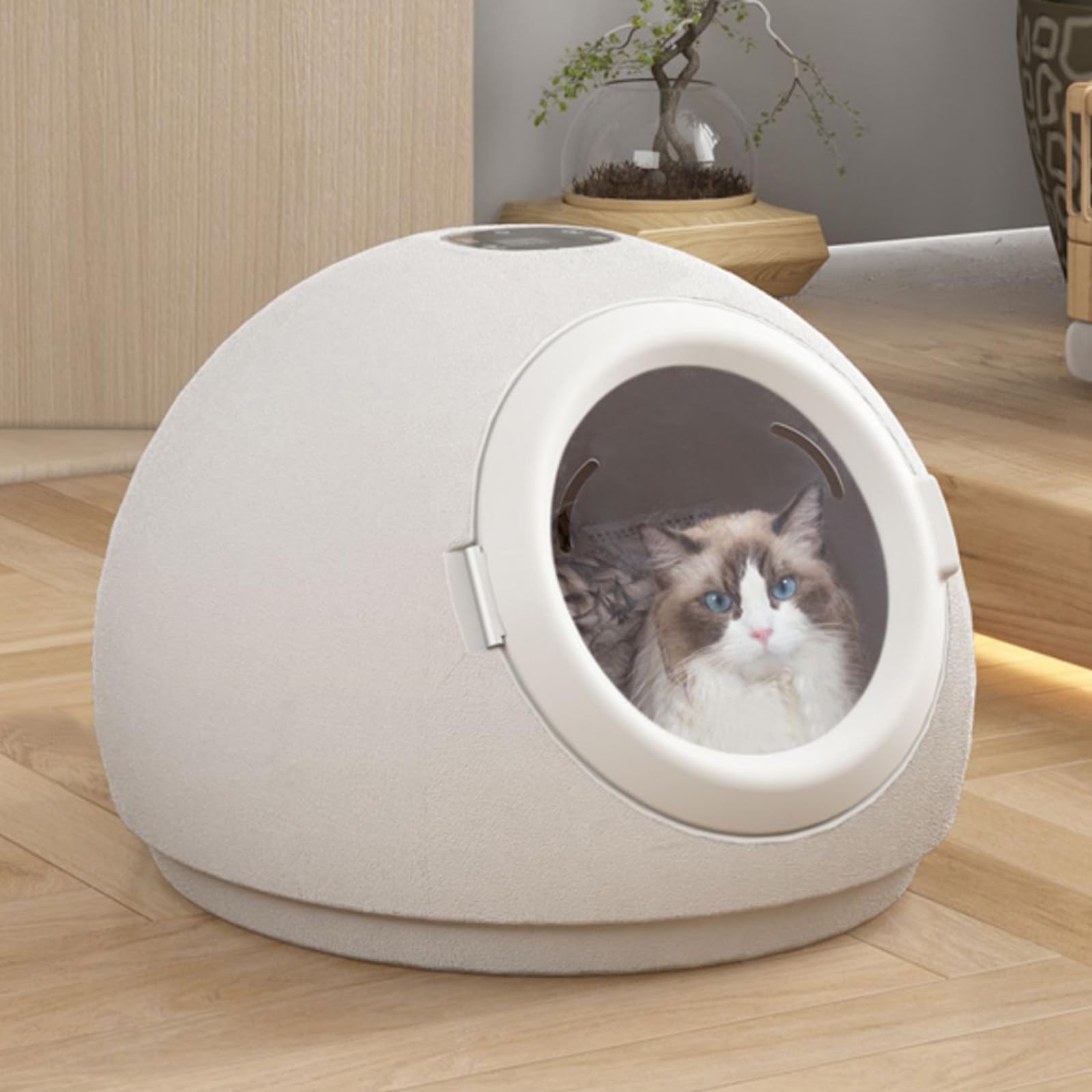 Secador automático para mascotas para gatos y perros pequeños, secador de pelo para perros ultra silencioso de 55 L con control inteligente de temperatura, velocidad del viento y secado de 360°,220V