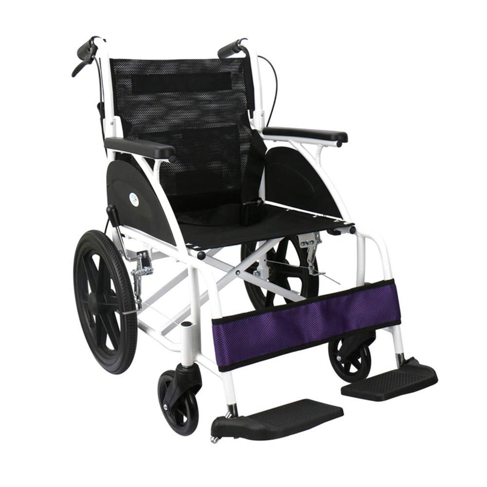 Silla de Ruedas Transit Sillas de Ruedas de Aluminio, de Estructura Liviana y Plegable con Frenos y Respaldo Plegable (Morado)