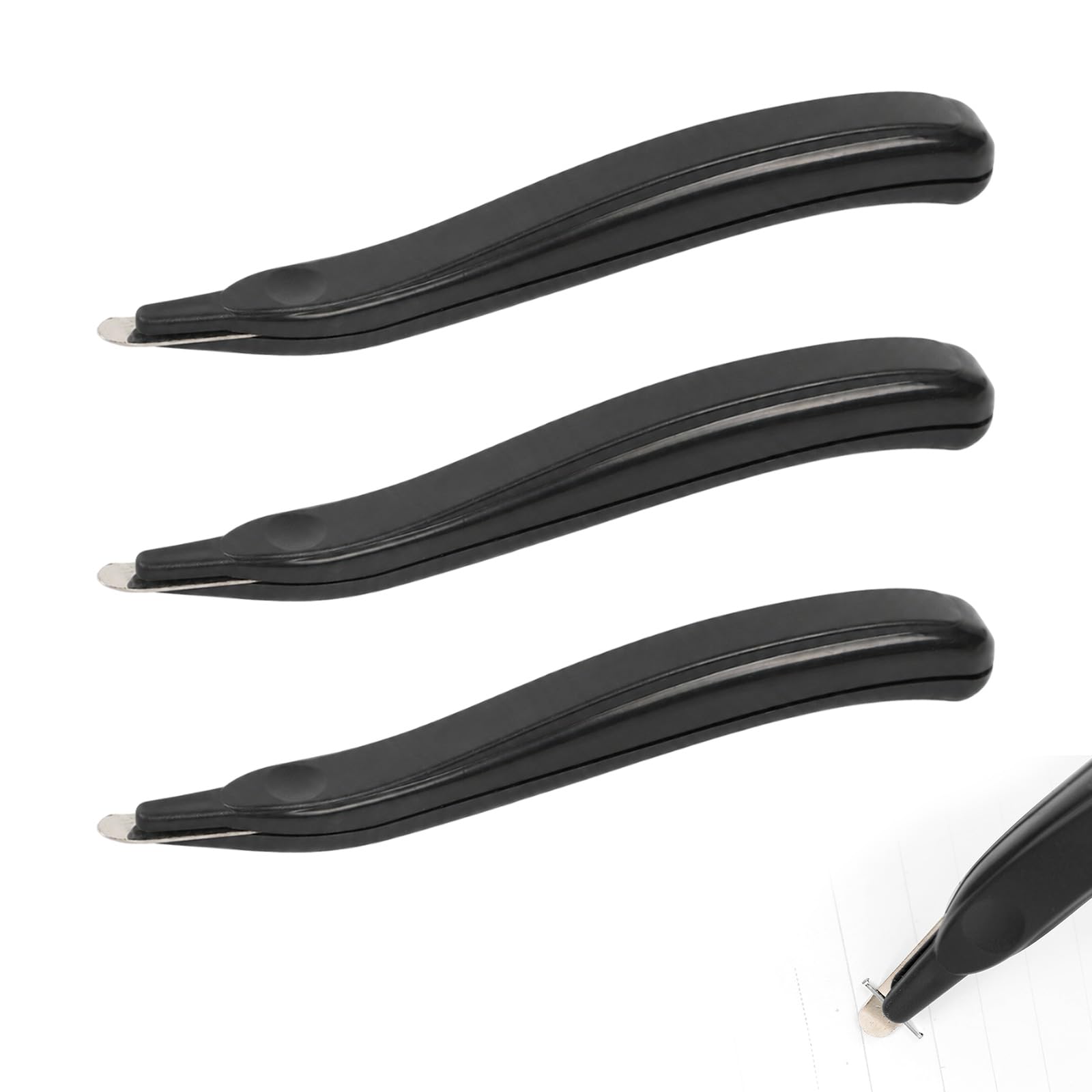 Tinminx 3 Pack Black Professional Magnetic Staple Remover, Rust-Proof Ergonomic Staple Removal Tool for Office Home School Stationery