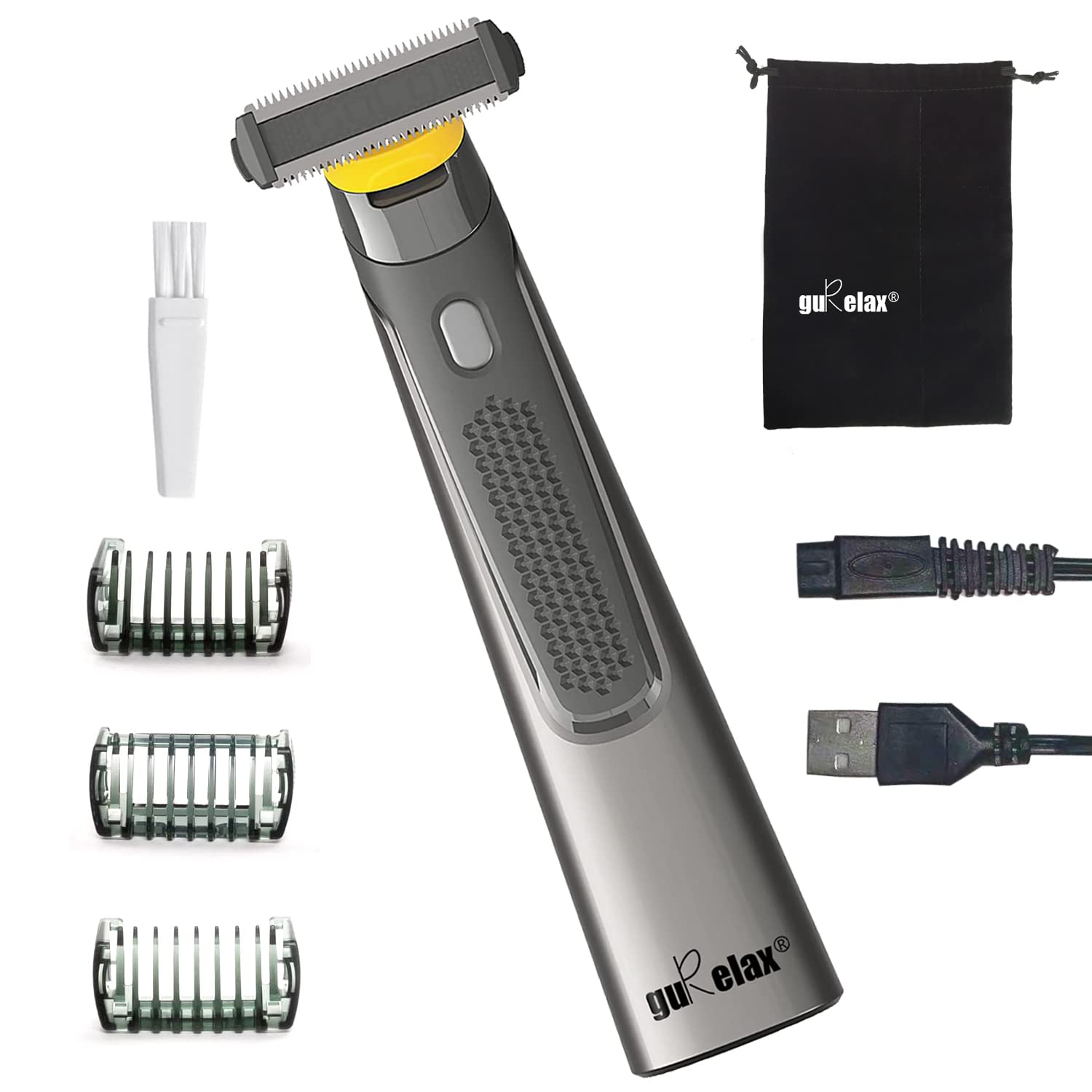 Gurelax Beard Trimmer for Men, Electric Razors and Shavers with Storage Bag, Dual-Sided Blades Solo Razor Titanium That Trim Edge for Full Body Hair