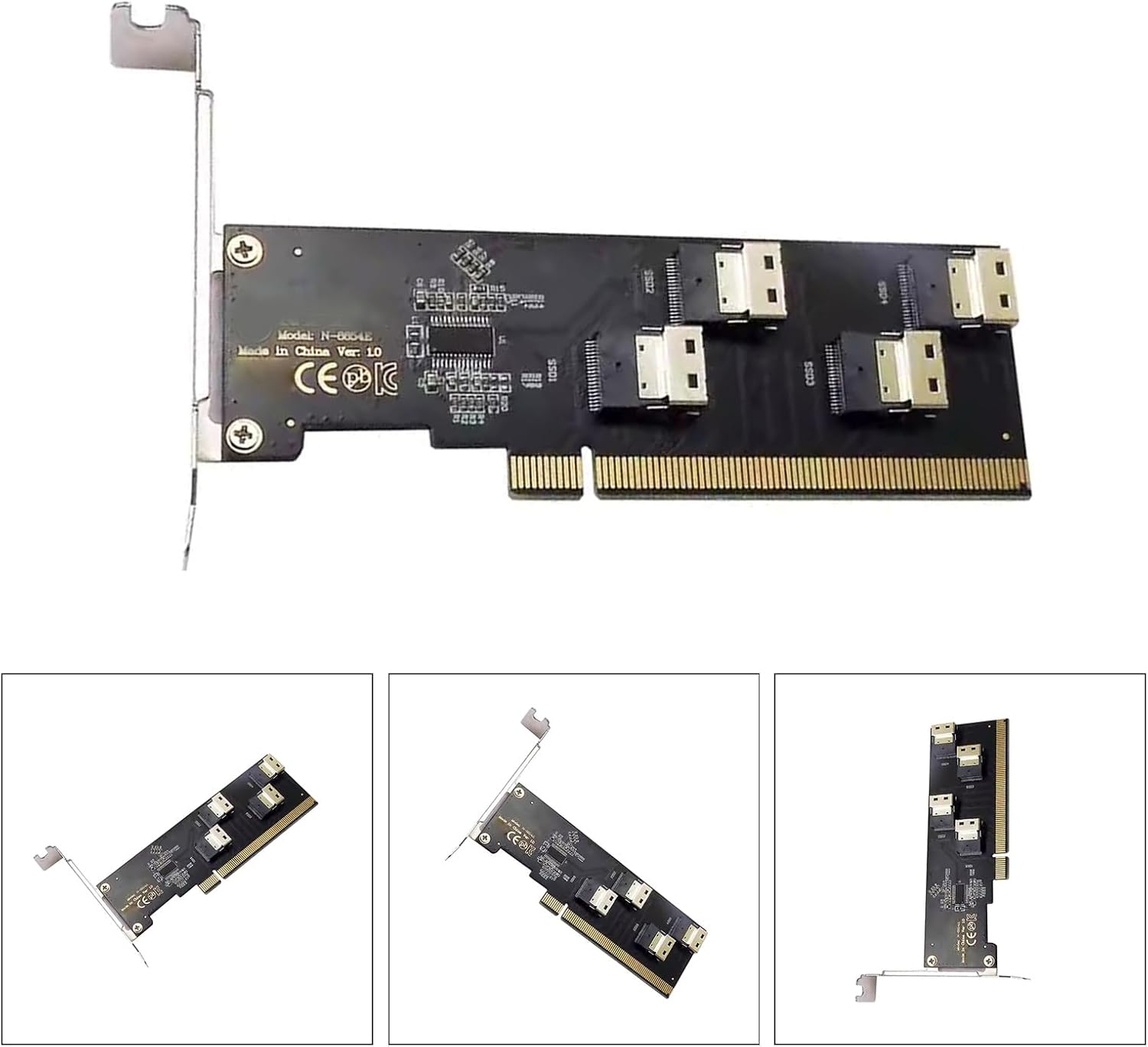 Internal 4 Port Soft for Raid PCIE X16 to SFF-8654 Controller Card for Desktop PC SSD W/Low