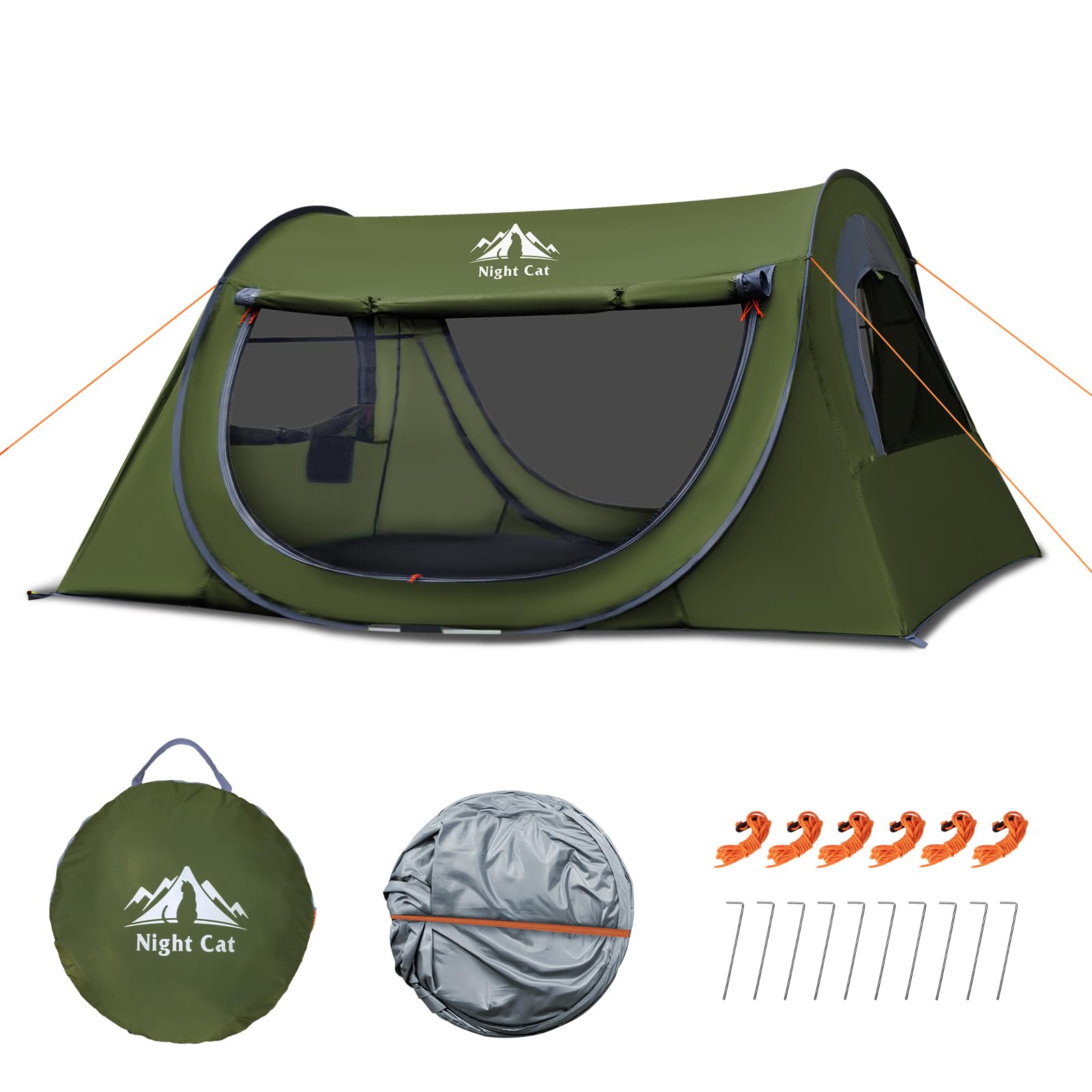 Night Cat Pop Up Zelt 2 Person: Wasserdicht Camping Zelt Atmungsaktiv Einfache Einstellung im Park und Garten