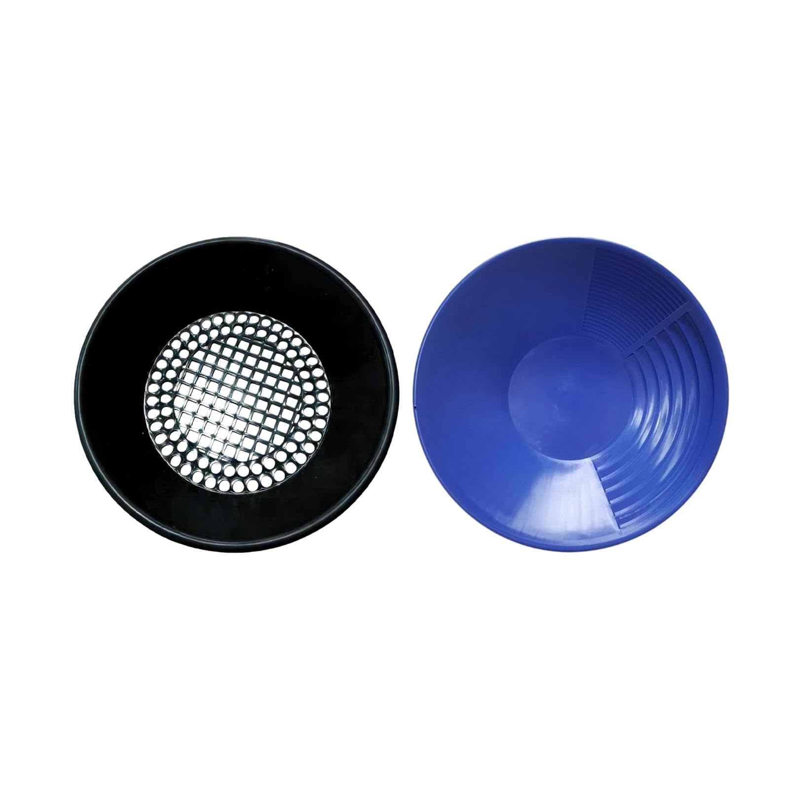 2X Padella per la Ricerca dell'oro con setaccio Padella Portatile da 14 Pollici per la Ricerca dell'oro per Principianti Kit per, Blu E Nero