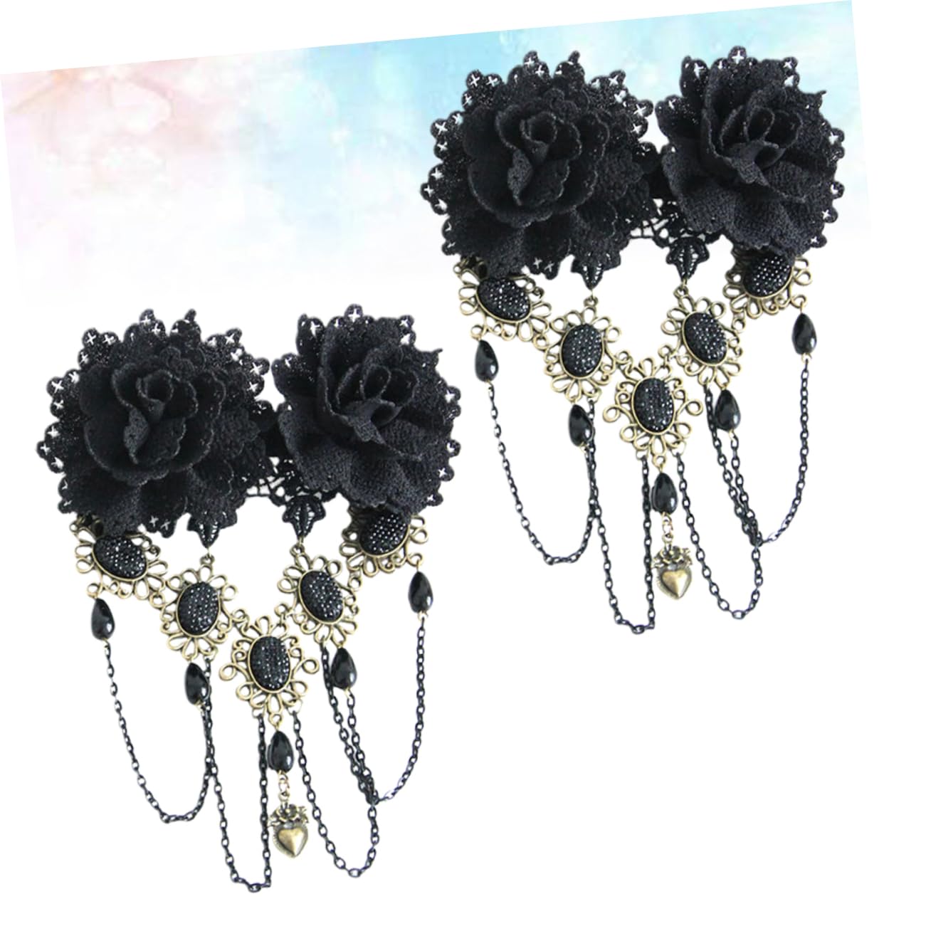 Beaupretty 4 Piezas sombreros de flores negras tiara horquillas negras pasadores de pelo pasador de pelo de flor pasadores góticos las flores sombrerería emitir tarjeta