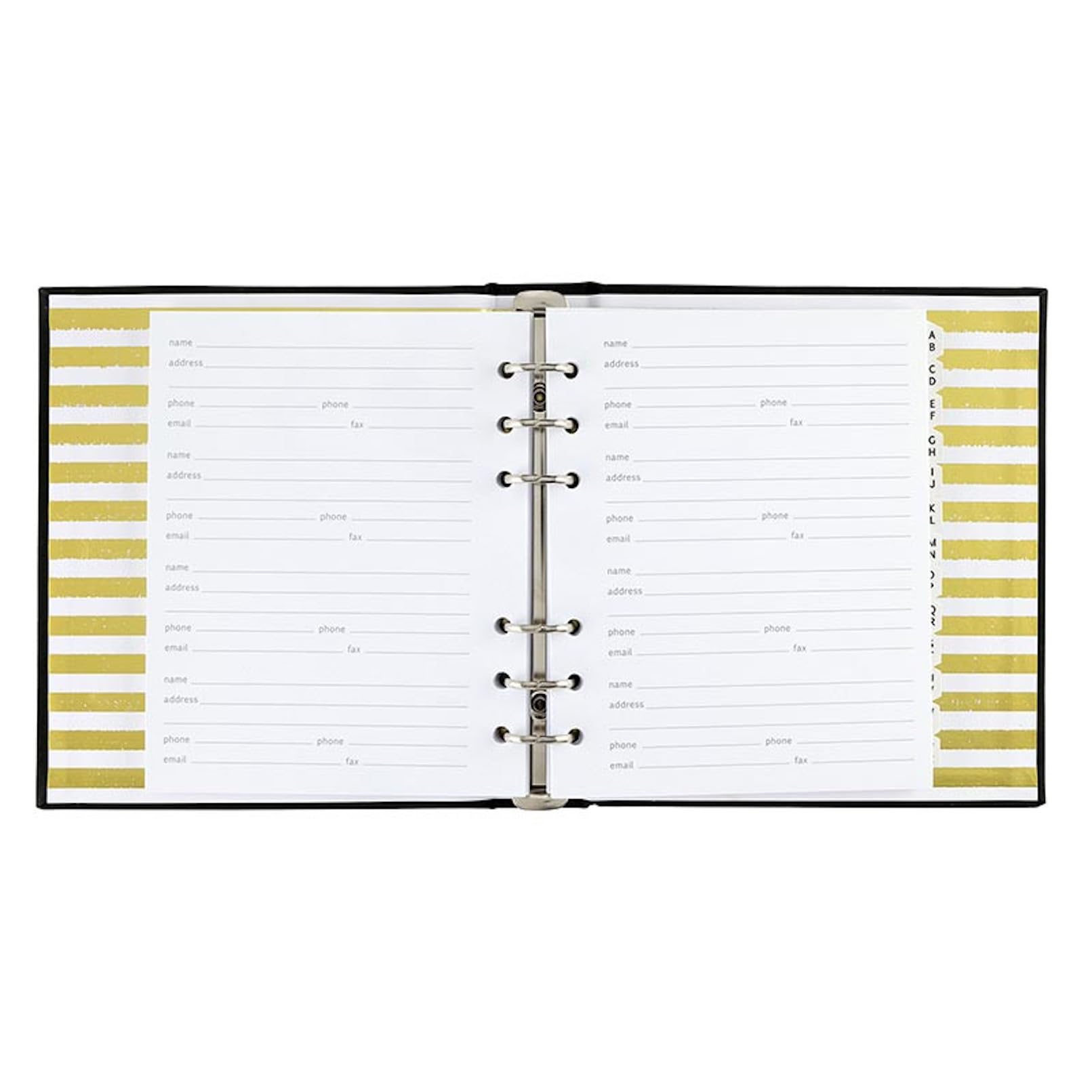 C.R. Gibson Schwarzes Adressbuch mit 6 Ringen, nachfüllbar, 440 Einträge, 16,5 cm B x 18,4 cm L
