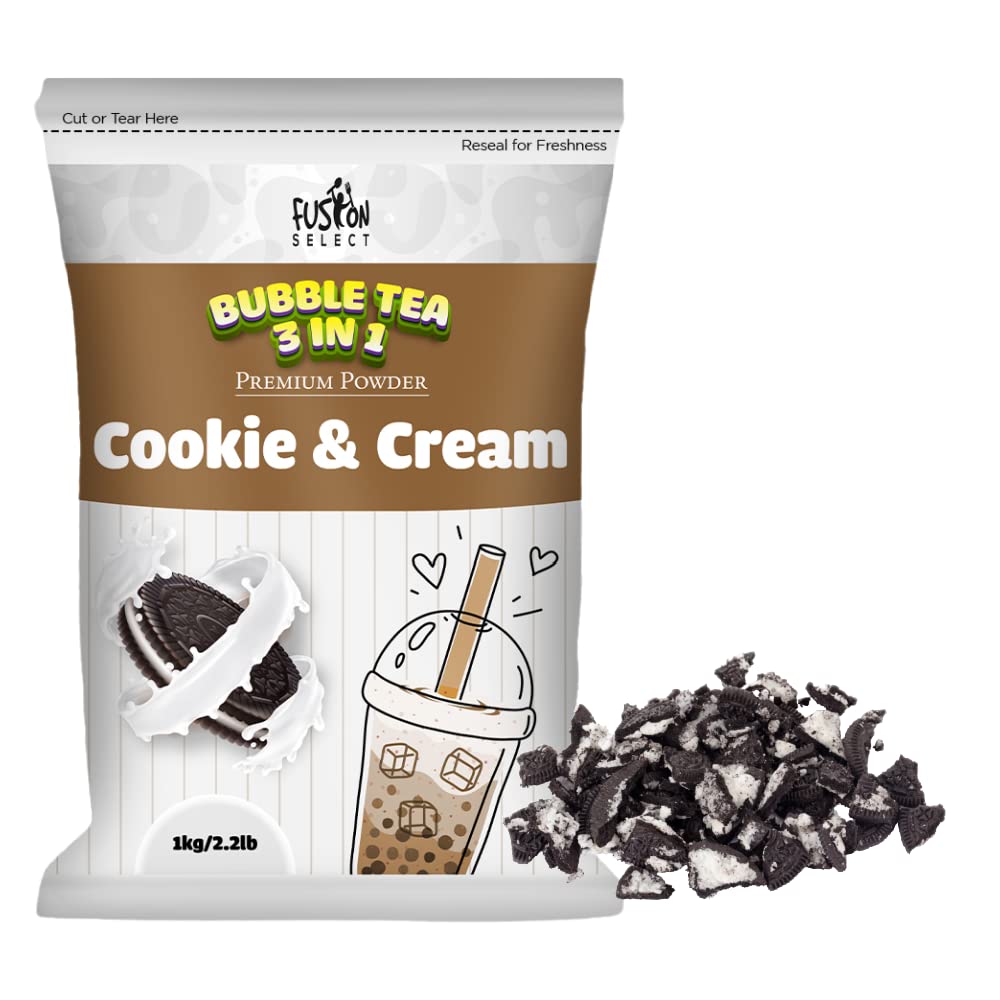 Fusion Select 2.2lb Tea Powder Cookie & Cream Flavored-3-in-1 Drink Powder with Cream & Sugar - Instant Pre-Mixed Beverage for Hot or Cold Blends or Yummy Frappes
