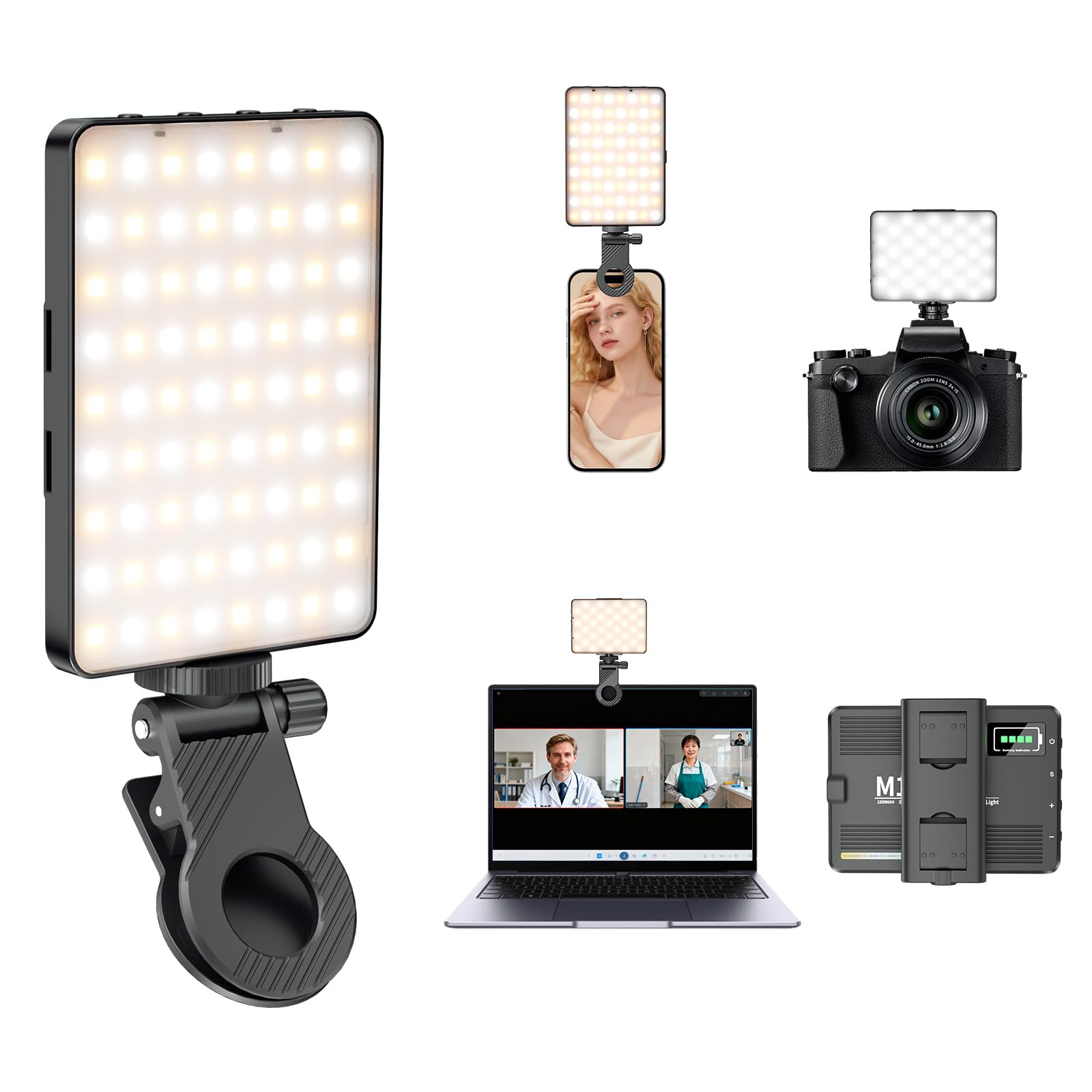 Tragbare Selfie Light Videokonferenzbeleuchtung mit Clip und Kamerastativ-Adapter