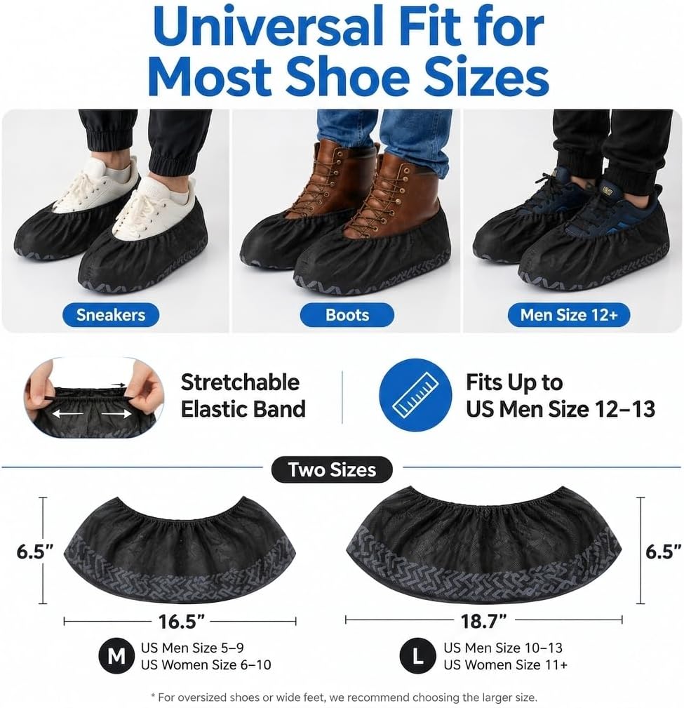 Disposable Boot Covers for Guests, 200 Pcs Non Slip Durable Clean Home Shoe Covers, X Large US Size thumbnail