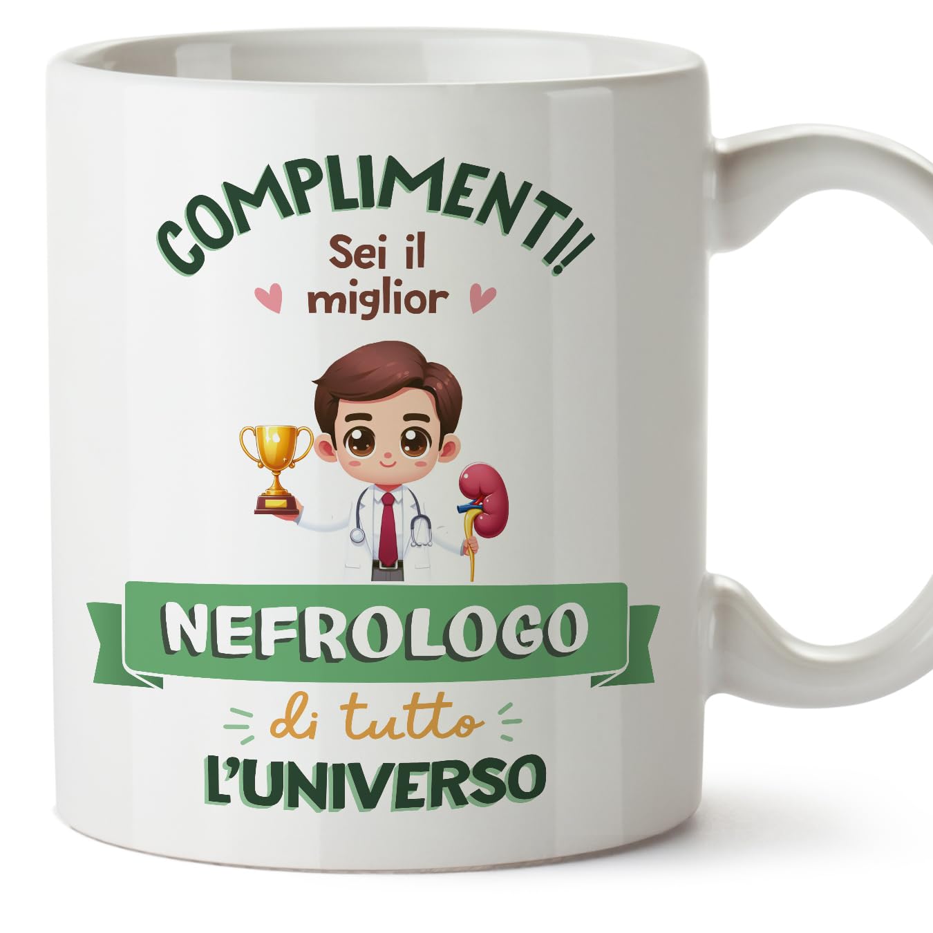 MUGFFINS Nephrologist Man Mug - in Italian - Miglior Universo Trofeo - Funny Gift for Colleagues - Ceramic 11oz Mug — image 1