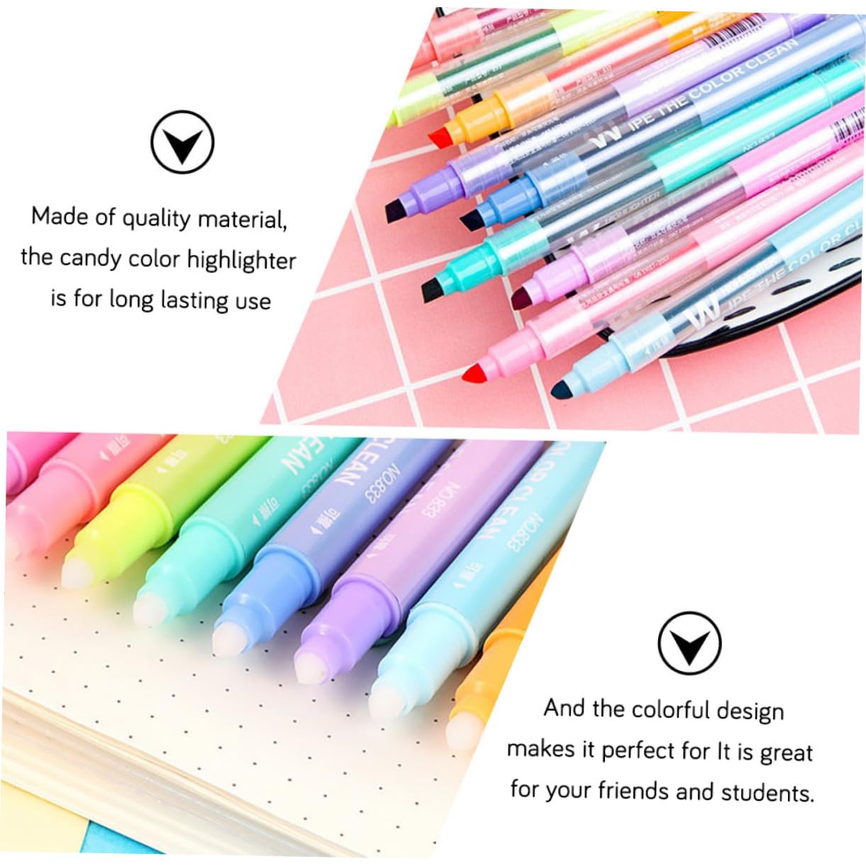 VILLCASE 3 Set Di Evidenziatori Liquidi Pastello Penne Cancellabili Evidenziatori Colorati Per La Scuola Evidenziatori A Doppia Testa Gomma 10 Pezzi*3