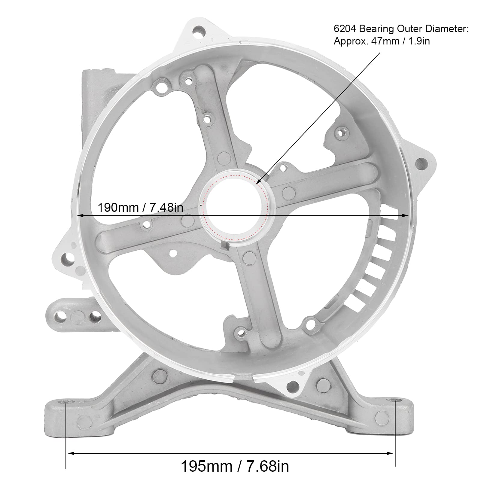 Support de moteur en aluminium 188F pour générateur 5-6,5 kW, haute résistance, résistant à la corrosion