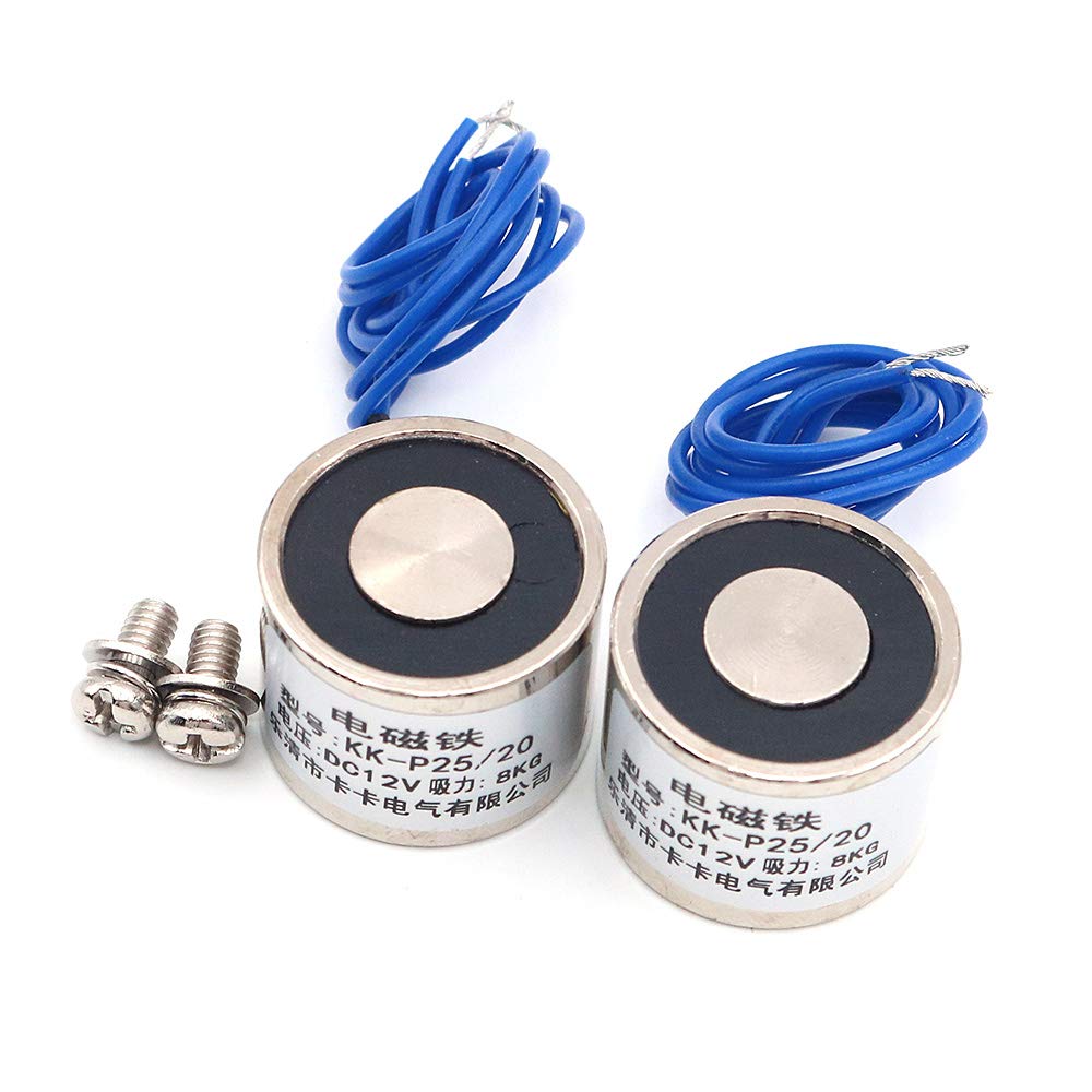 Namvo Lot de 2 électro-aimants KK-P25/20, 8 kg, CC 12 V