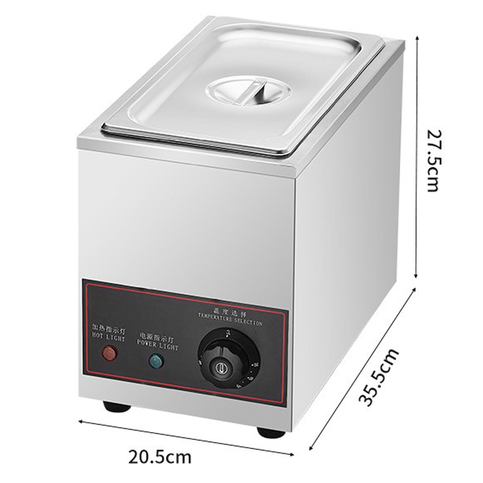 Scaldavivande commerciale da 800 W, in acciaio inox, con coperchio, perfetto per catering e ristoranti, tavolo a vapore per eventi e buffet