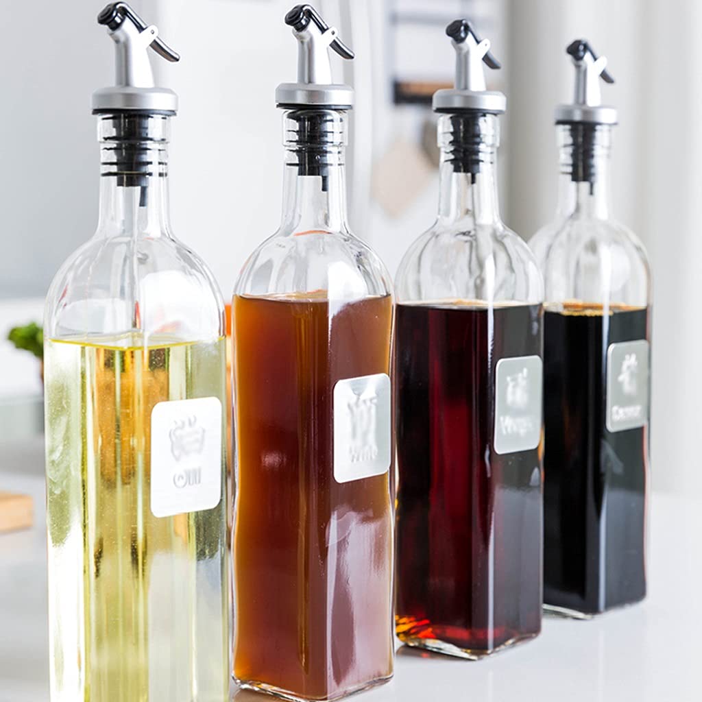 Botes Especias Aceite de vidrio y dispensador de vinagre, aderezo de ensalada Cruet Botella de cristal Botellas de aceite de oliva Dispensador de aceite de vidrio Botella de aceite Coco Botella de ace