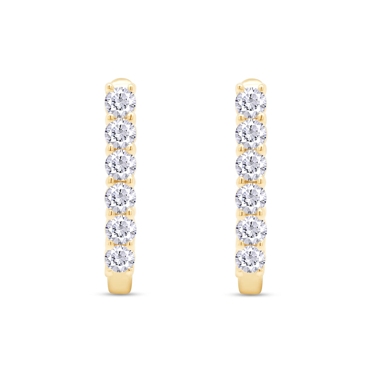 SAVEARTH DIAMONDSSAVEARTH DIAMONDS 3/4 ct. t.w Round Cut Lab Created Moissanite Diamond Huggie Hoop Earrings In 14k Gold Over Sterling Silver Jewelry For Women (VVS1 Clarity, 0.75 Cttw)