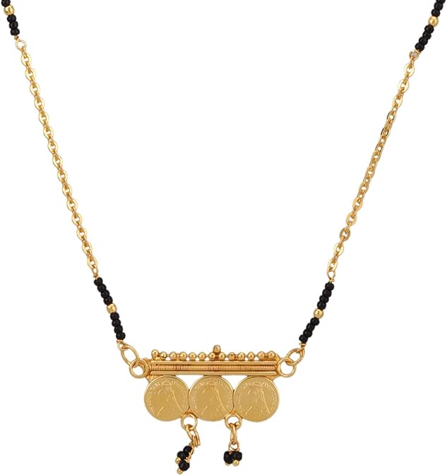 Efulgenz for Women Gold Tone Black Beads Mangalsutra Mangalsutra Chain Indian Bollywood Necklace Jewelry