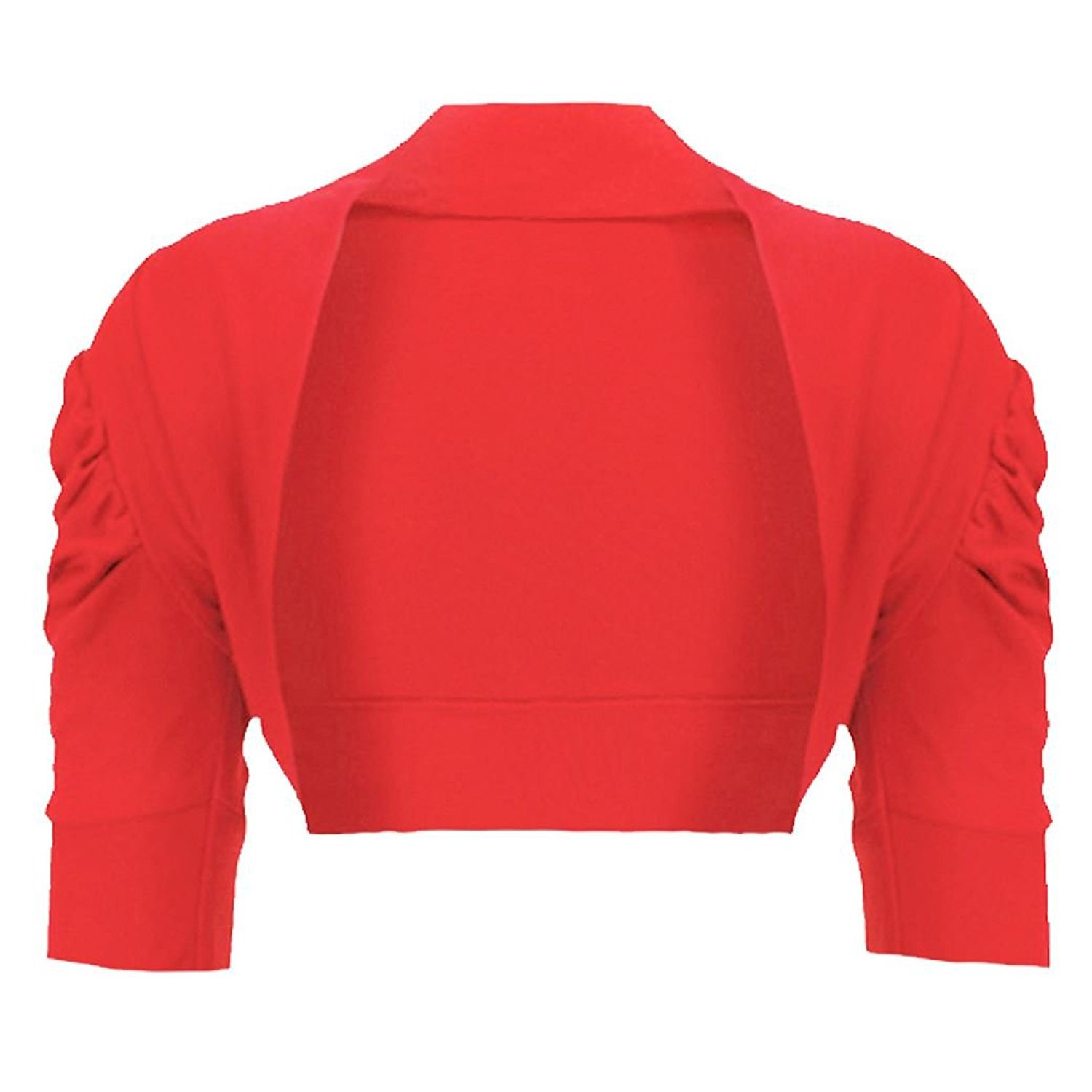 Noroze Women's Red Ruched Sleeve Cropped Bolero Cardigan Shrug Plus Sizes (26, )