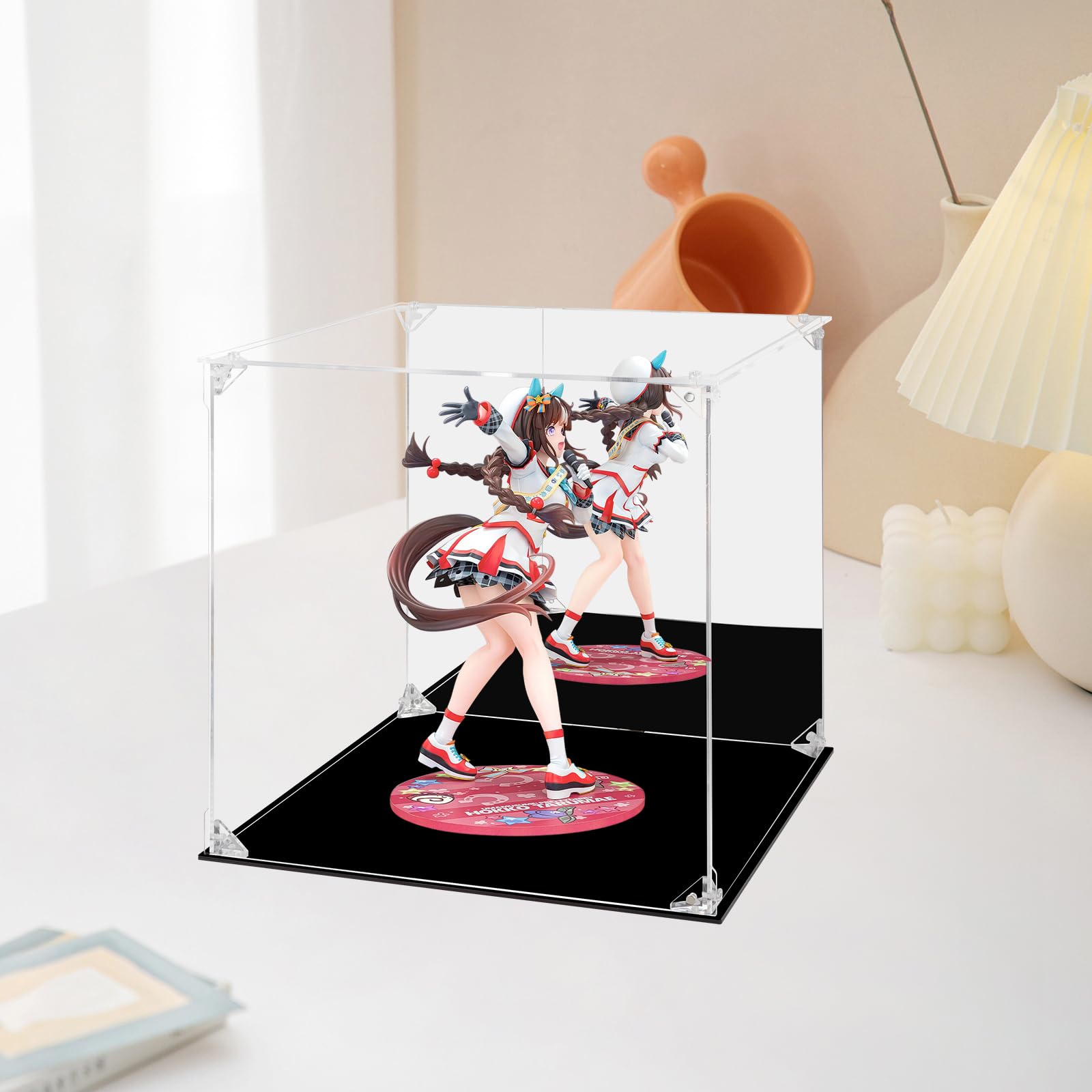 Vetrina in acrilico, figure d'azione trasparenti, vetrina con retro a specchio, vetrina in vetro per oggetti da collezione, figurine, modelli, giocattoli (30 x 30 x 30 cm)