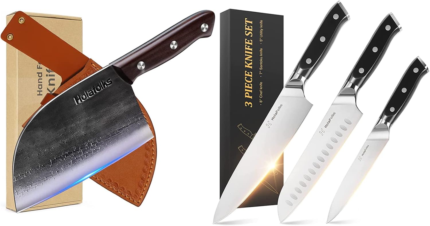 Serbian Chef Knife & 3 PCS Chef Knife Professional Kitchen