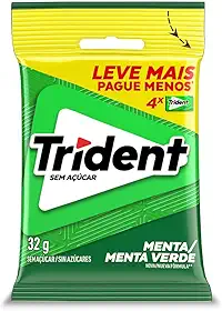 Pack Goma de Mascar Menta Trident Pacote 32g 4 Unidades