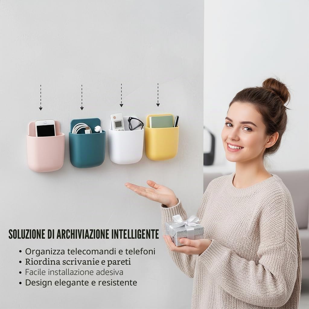 Set da 4 Pezzi di Mensola da Bagno a Parete, Organizzatore Compatto Moderno, 11,5x9x8,5 cm