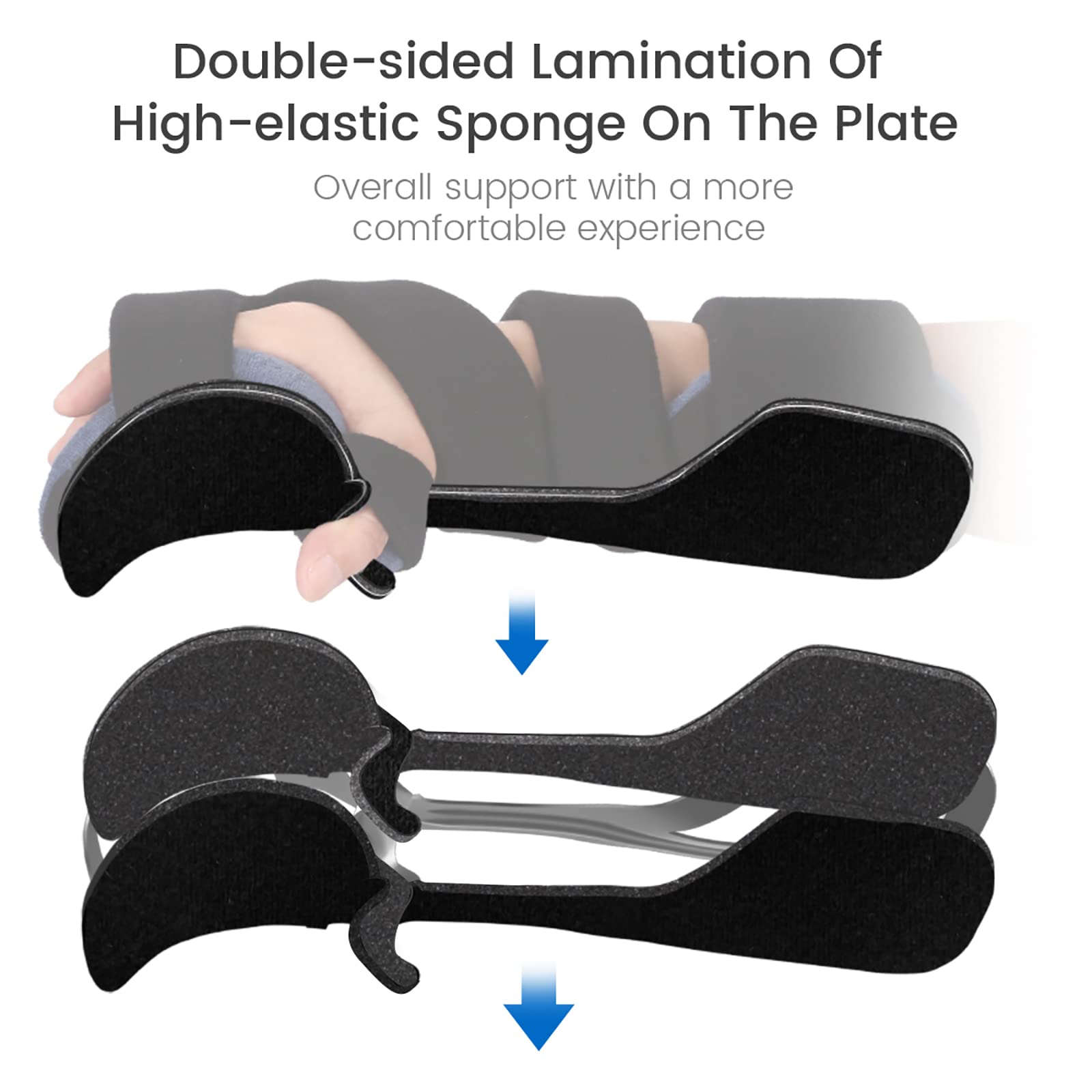 Soporte de Mano en Reposo, férula de Mano para accidente cerebrovascular, Placa de Soporte de Aluminio, separación de Dedos, Correa de Esponja de Doble Capa, para Artritis, tendinitis, síndr