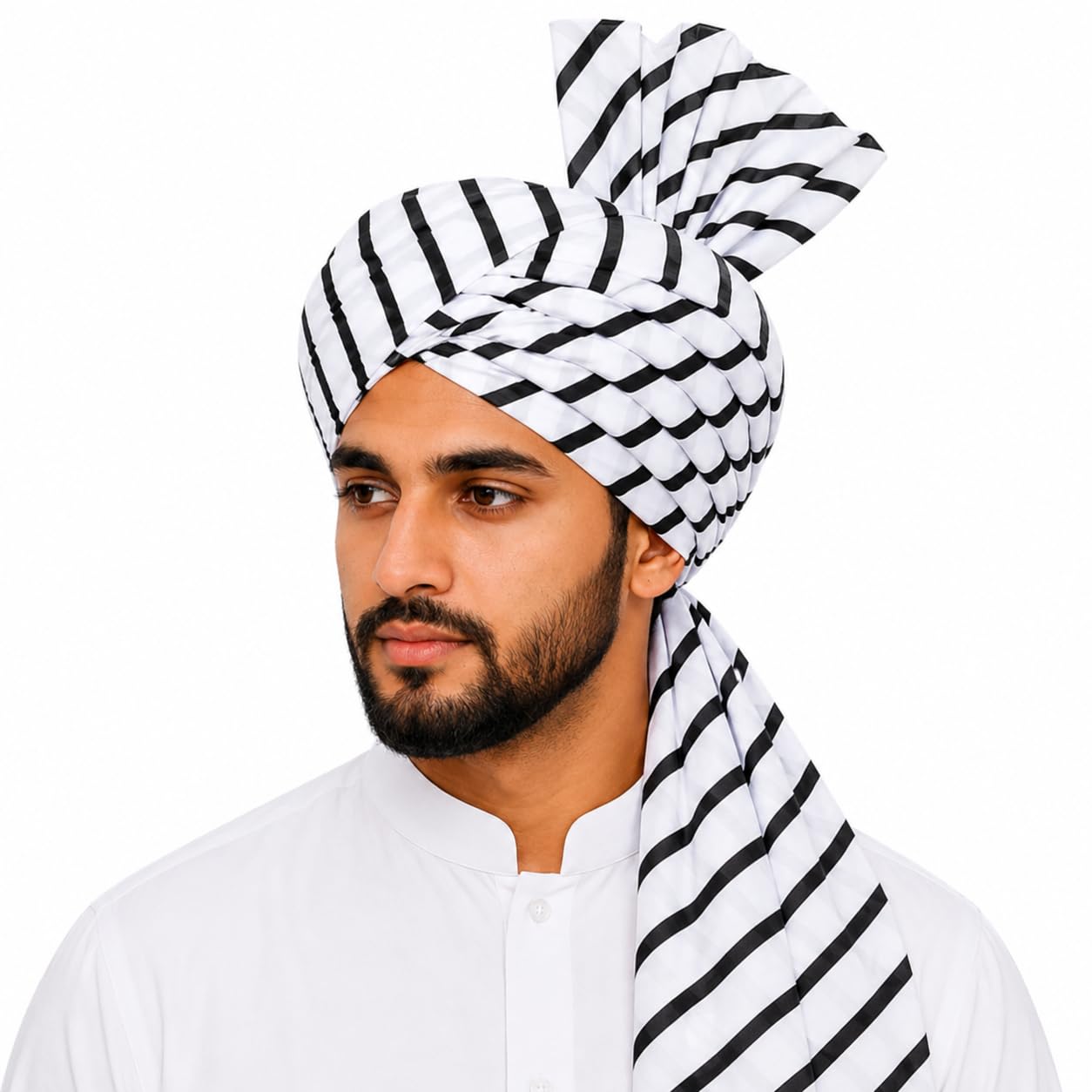 Traditional Printed Islamic Turban Cloth, Imama Sharif Pagdi for Men's, Polyester Fabric, 4 Meter Length-image-27