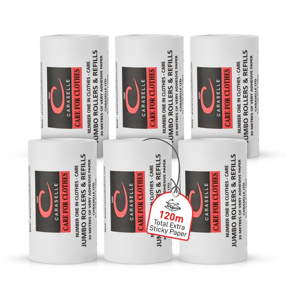 Rouleau Caraselle Jumbo : lot de 6 recharges de 20 m en papier très collant pour tissus