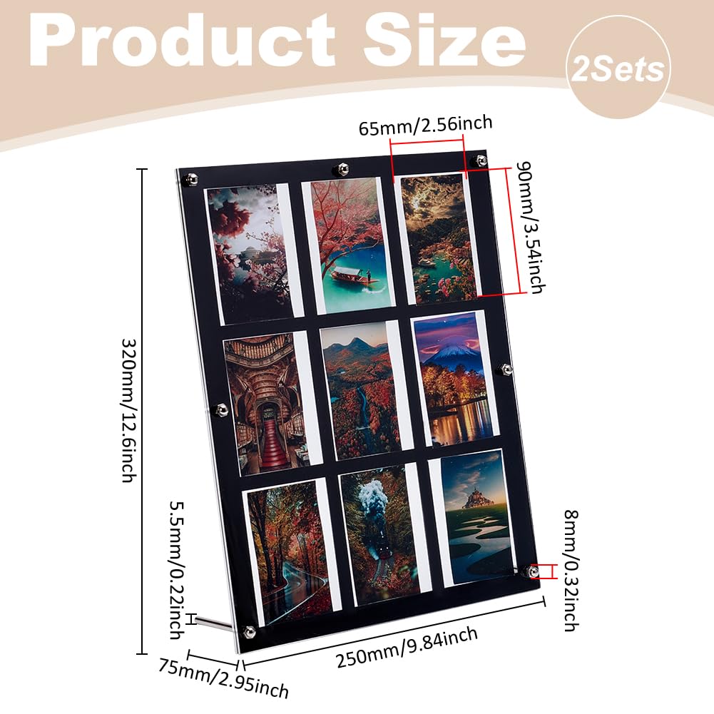 UNICRAFTALE 2 sets 9 Cards Acrylic Trading Card Display Frame Sports Card Collector Desktop Display Case Black Baseball Cards Displays Case for Basketball Football Hockey Standard - Image 3