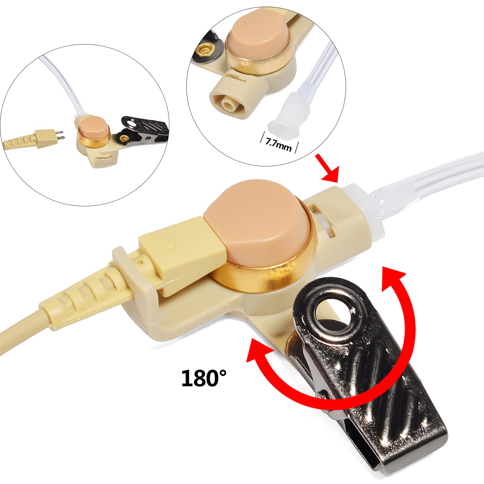 UAYESOK Surveillance - Auricolare a tubo acustico con microfono PTT e auricolare per Motorola Multi Pin DP3400 DP3401 DP3600 DP3601 DP4400 DP4600 DP4800 DP4801 XIRP8200 - Radio bidirezionale (beige)