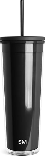 Simple Modern Vaso de plástico con tapa y pajilla, reutilizable, sin BPA, taza de batido de doble pared, regalos para mujeres, hombres, él ella,