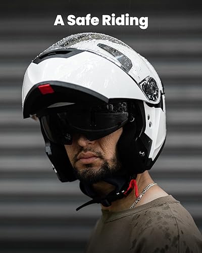 Miniatura 7 de ILM Casco de motocicleta para adultos, con doble visera, abatible, modular de cara completa, modelo DOT WS206 (blanco, XXL)