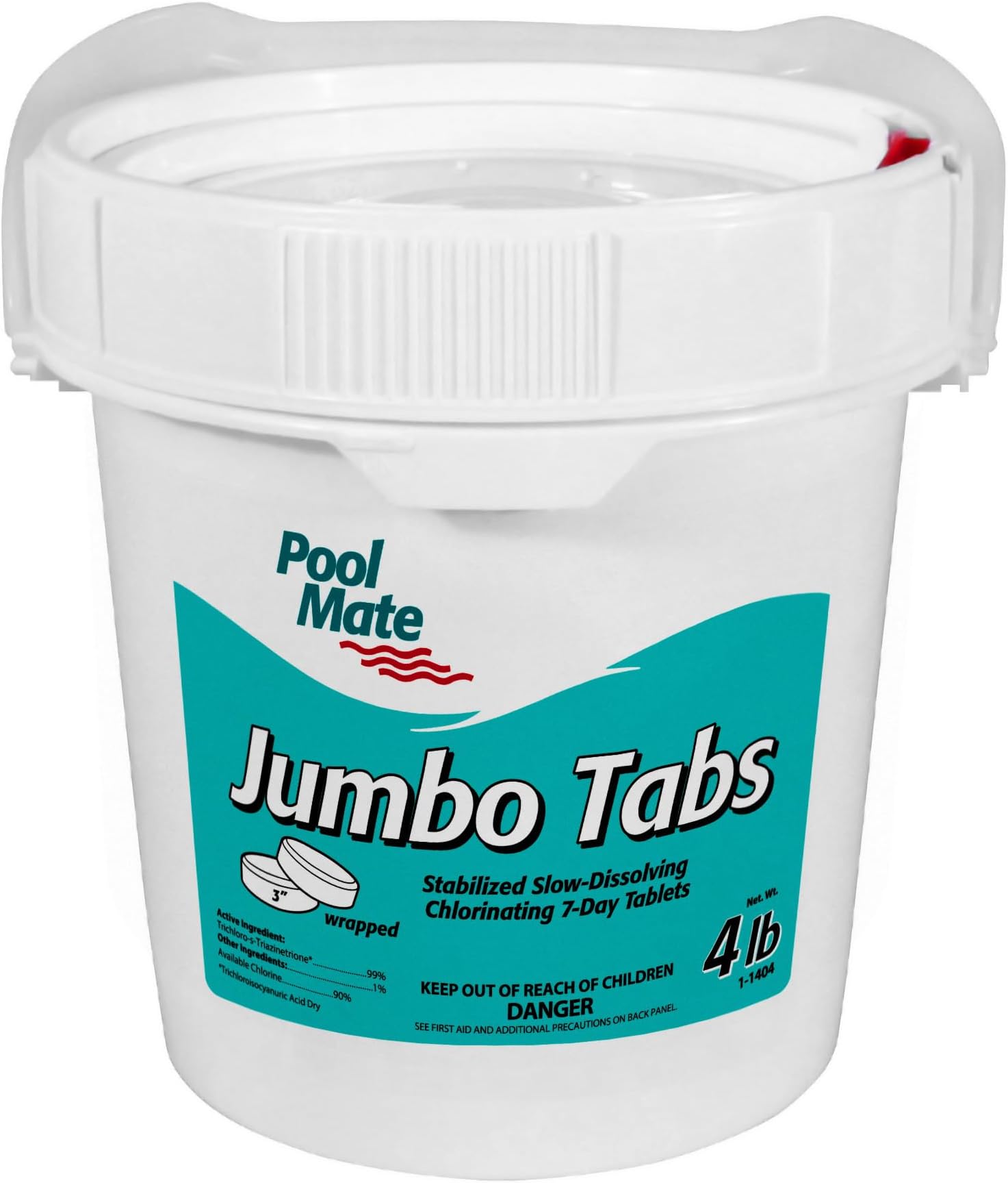 Pool Mate 4-Pounds Premium Slow-Dissolving Jumbo Tabs, Chlorine Tablets 3 Inch, Made in USA