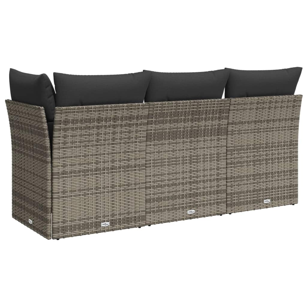 Divano da Giardino con Cuscini 3 Posti Grigio in Polyrattan,Divano Giardino,Divano Giardino Esterno,Divano Giardino per Esterno-366138