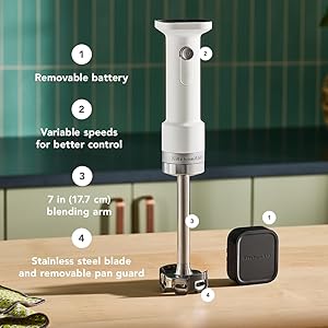 KitchenAid Go Cordless Hand Blender - battery included, KHBRV71, Porcelain White