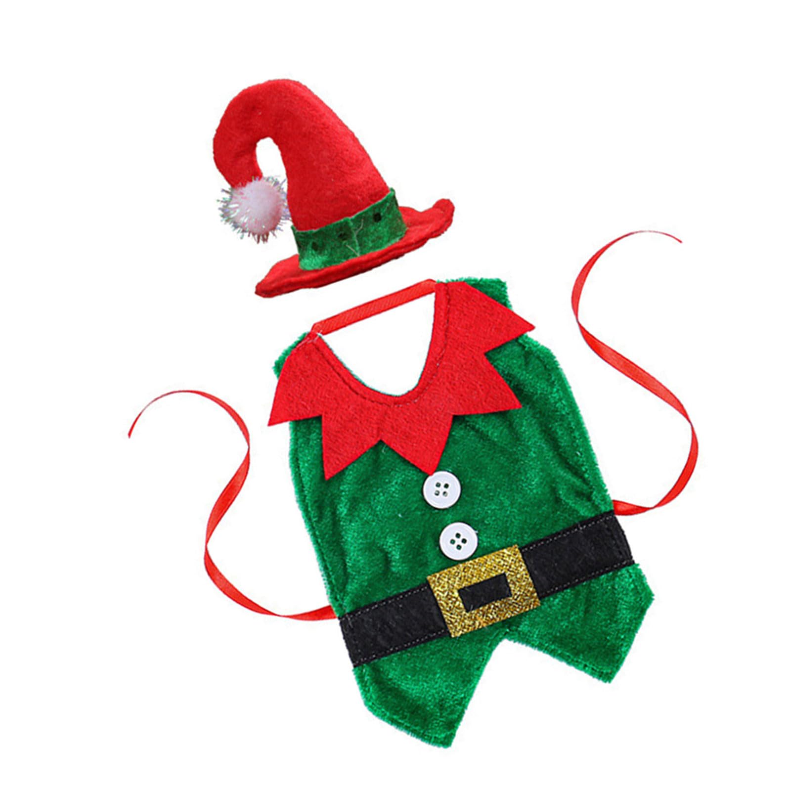 Hsioluted Elves Themed Wine Bottle Attire Covers Set of 8 for Christmas Gatherings Table Decoration Family Gathering Ornament