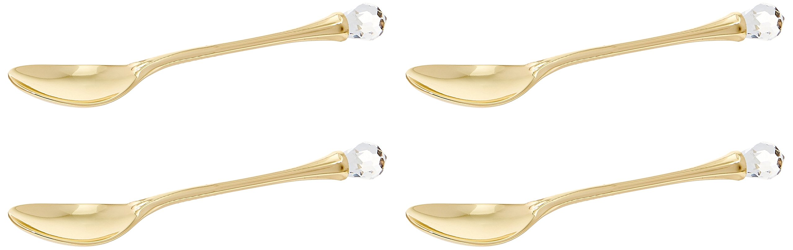 SET OF FOUR GOLD PLATED SPOONS WITH CRYSTAL TIPS