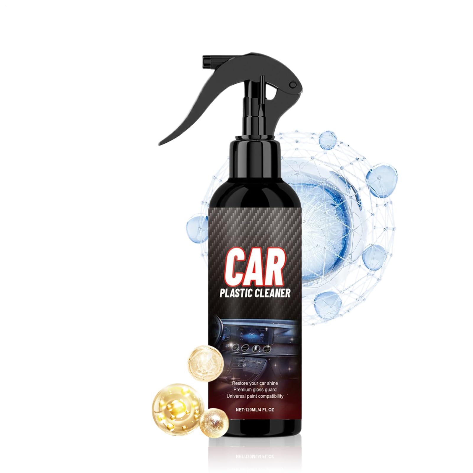 – Interior Detailer Spray | 120ml All Purpose Deep Cleaning Supplies,Quick Detailer Spray | for Vehicle Convertible Golf Garage Home Underseat Roof Ceiling Board Components Equipment