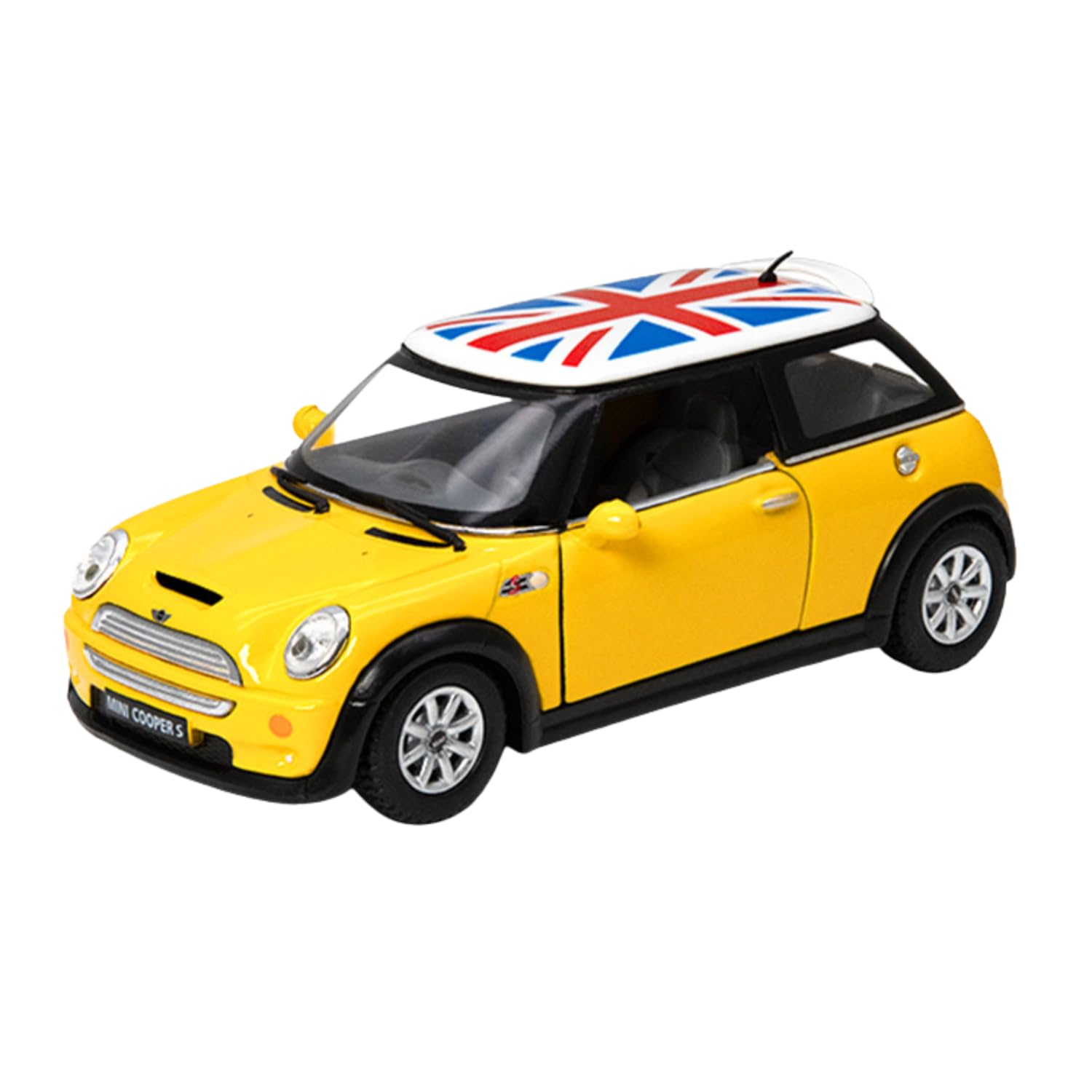 Generic Pull Back Toy Cars for Kids | Friction Powered Push & Go Mini Die-Cast Style Vehicle | Toddler & Kids Play Toy Gift (Pack of 1) (Yellow-MINI-CooperFlag-Model05)