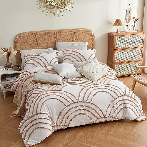 Image of ENJOHOS Full Comforter Set for College Girls - Full Size Boho Tufted Rainbow Comforter, 3 Pieces Rainbow Bedding for All Season, Lightweight Soft Microfiber Comforter with 2 Pillowcase