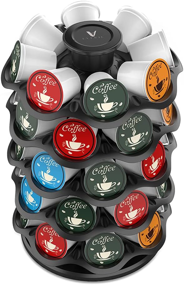 EVERIE Upright Rotray Coffee Pod Carousel Holder Organizer Compatible with 40 Keurig K Cup Pods, KRS4002S-BLK