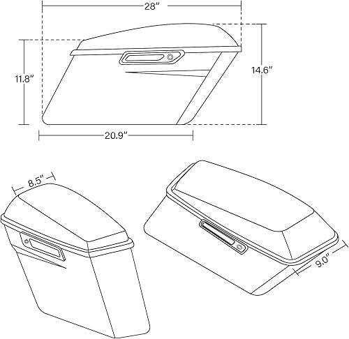 Miniatura 8 de TCT-MOTORPARTS - Alforjas rígidas con pestillos y llaves cromados para motocicletas, color negro vívido