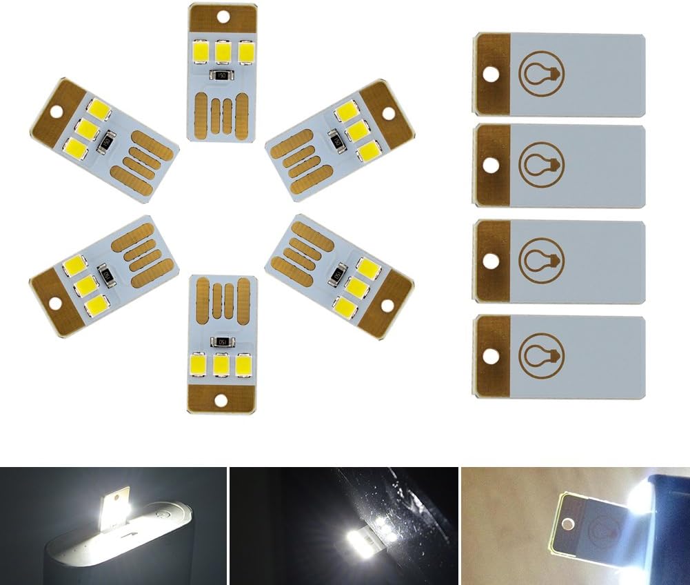 Mini USB LED Lights SAFEGO 10Pcs Night Lights USB Keychain Lights for Reading Outdoor Powered Camping Lamp Portable New Type 2835SMD Long Lighting, No Radiating,1 Year Warranty