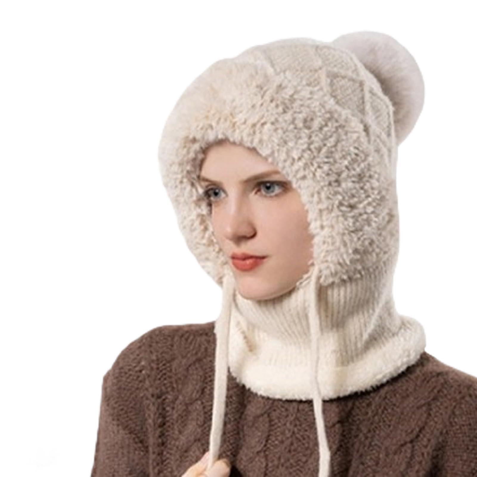 3 in 1 Beanie Hat for Women 2026 New Winter Balaclava Fall Winter Warm Knitted Hat Knitted Ski