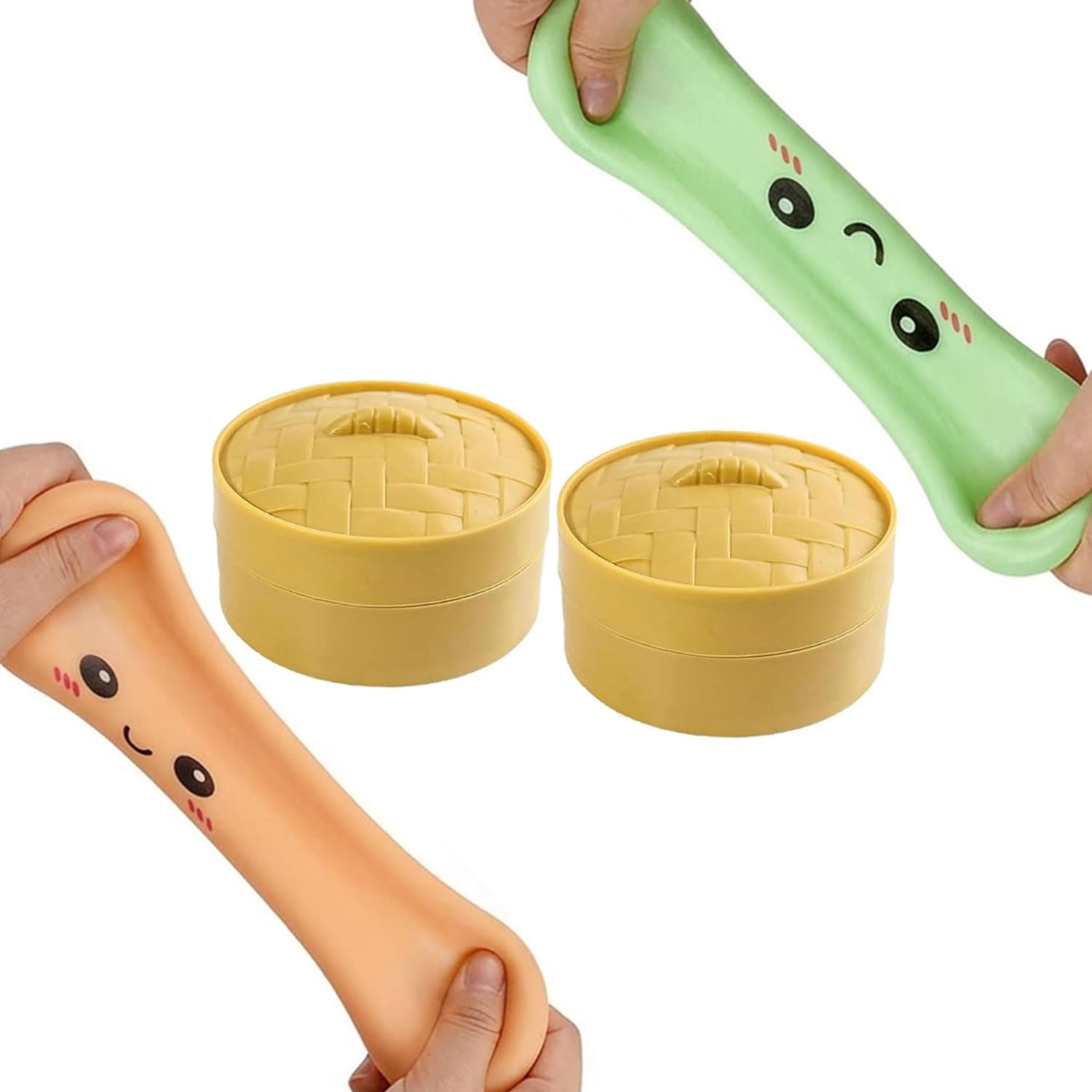 2Pcs 10CM Squishy Stress Steamer Decompression Dough Fidget for Home Office Classroom Relaxation Colour Green&Orange — image 1