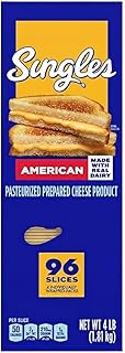 Singles American Cheese Slices Made with real milk and no artificial flavors or preservatives, this sliced cheese has a mild, savory flavor and smooth, creamy texture that's perfectly melty. These simple squares are ideal for more than just grilled cheese , [ 64 oz , 4 pound ] 96 ct.