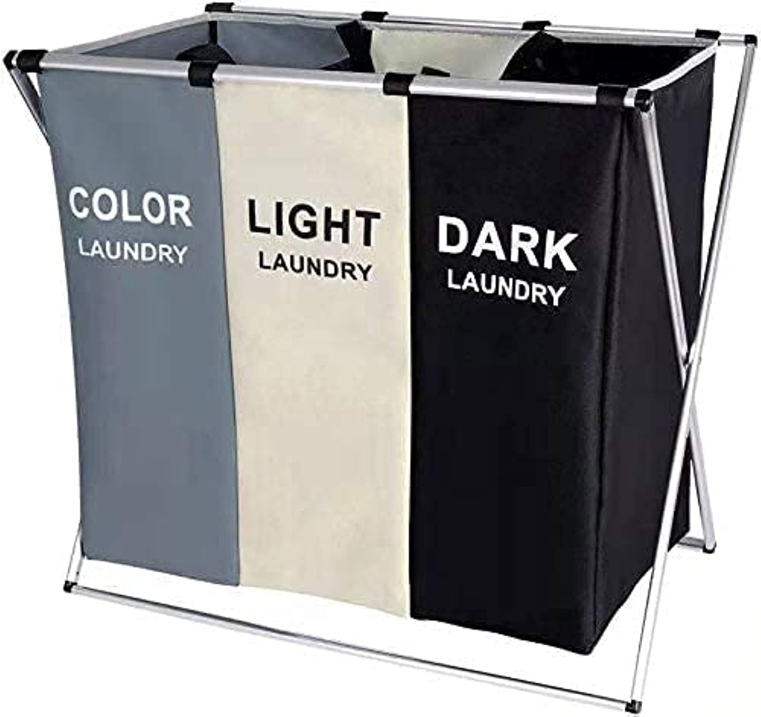 Collapsible 180L Large 3 Section Laundry Basket For Cloth Hamper with Handles Sorter Basket Bin Foldable Washing Storage Dirty Clothes Bag for Bathroom Bedroom Home