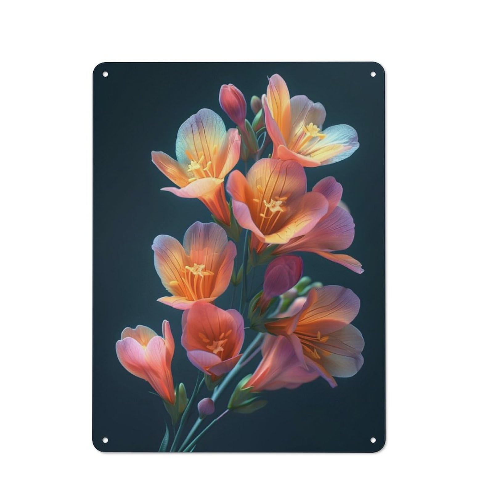 Junmoney Freesia Flowers Retro-Style Metal Plaque 40X30cm For Kitchen Or Home Bar, Gift For Home Bar Enthusiasts During The Christmas Season
