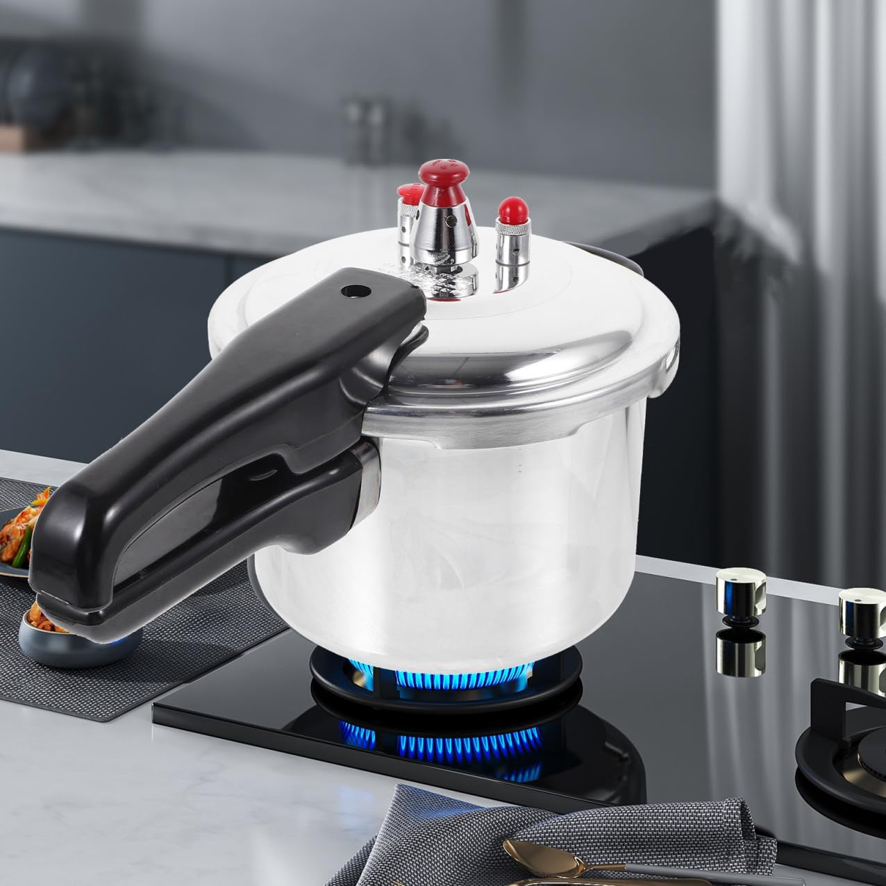 VOSAREA Ergonomic Handle Pressure Cooker Multi-functional Stove Top for Cooking